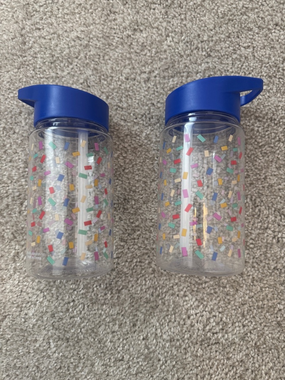 Blue Confetti Plastic Water Bottle Set of 2- Party-Friendly Design